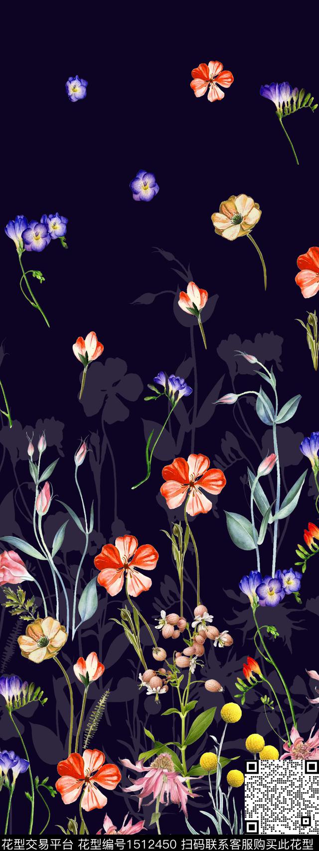 花卉秋冬华亿平台定位花卉数码印花华亿平台下载（图片编号: 1512450） - 瓦栏（Walan）