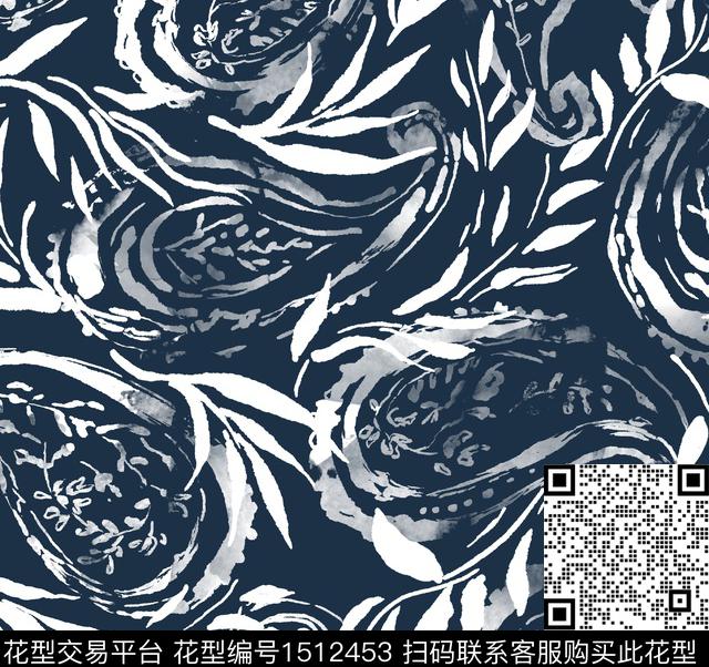 水彩民族风抽象数码印花华亿平台下载（图片编号: 1512453） - 瓦栏（Walan）