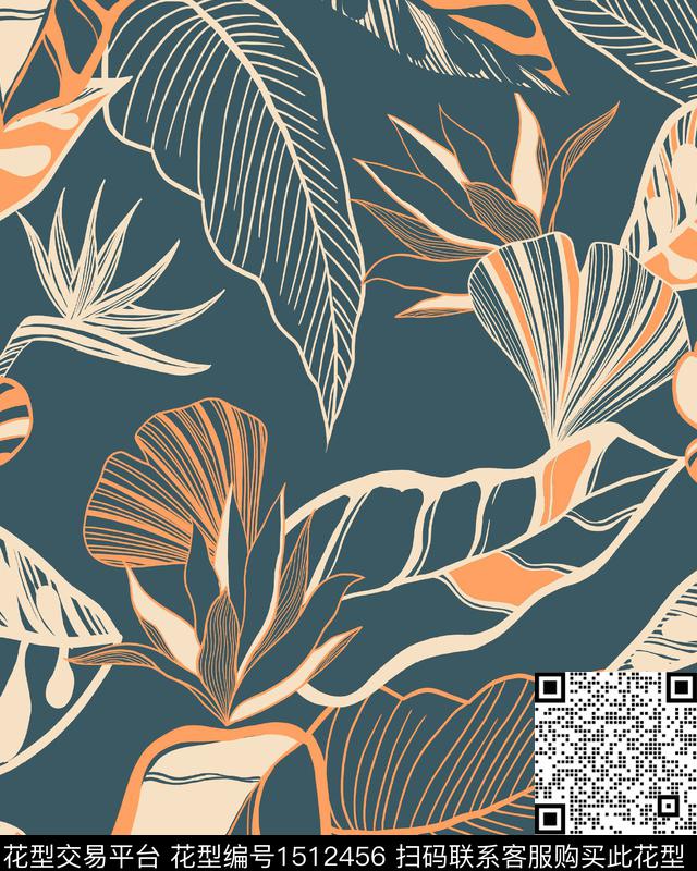 热带华亿平台传统华亿平台热带植叶子传统印花华亿平台下载（图片编号: 1512456） - 瓦栏（Walan）