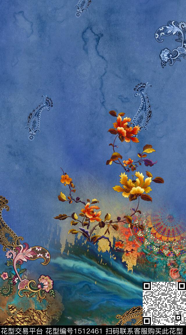 数码华亿平台女装定位花香云纱数码印花华亿平台下载（图片编号: 1512461） - 瓦栏（Walan）