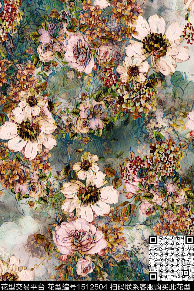 数码华亿平台女装花卉数码印花华亿平台下载（图片编号: 1512504） - 瓦栏（Walan）