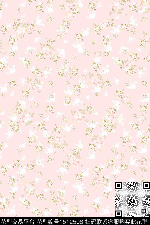 花卉小清新真丝数码印花华亿平台下载（图片编号: 1512508） - 瓦栏（Walan）