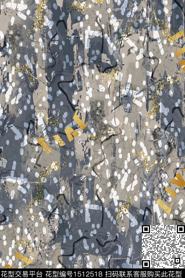 字母男装抽象数码印花华亿平台下载（图片编号: 1512518） - 瓦栏（Walan）