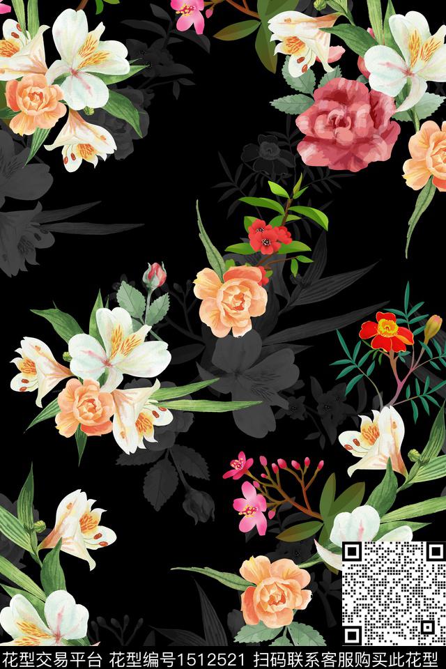 绿植树叶花卉大牌风数码印花华亿平台下载（图片编号: 1512521） - 瓦栏（Walan）