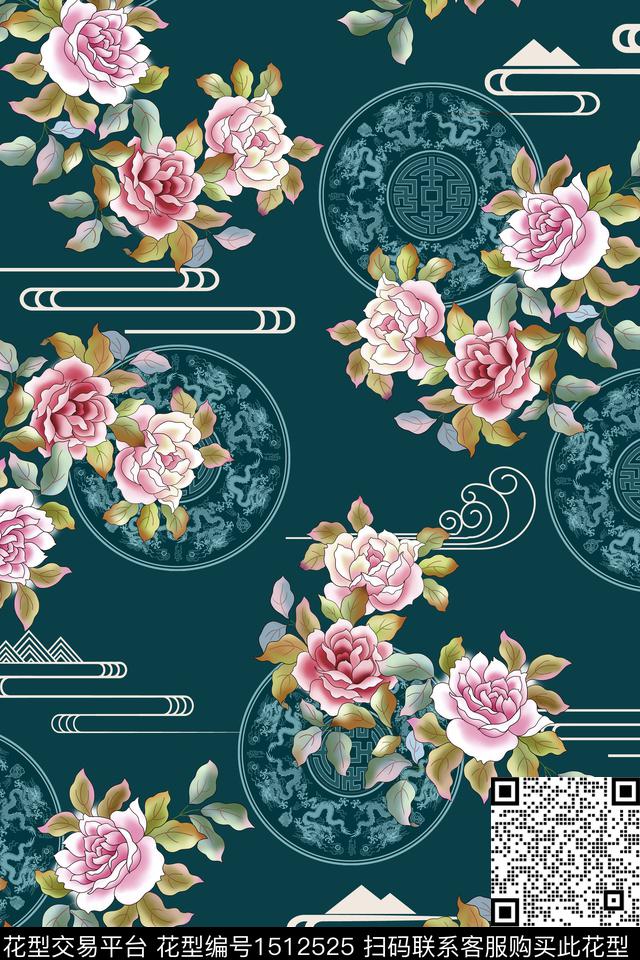 绿植树叶花卉大牌风数码印花华亿平台下载（图片编号: 1512525） - 瓦栏（Walan）