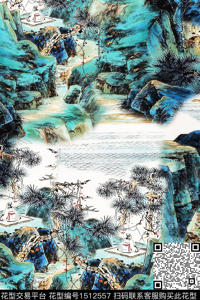 香云纱国画中老年数码印花华亿平台下载（图片编号: 1512557） - 瓦栏（Walan）