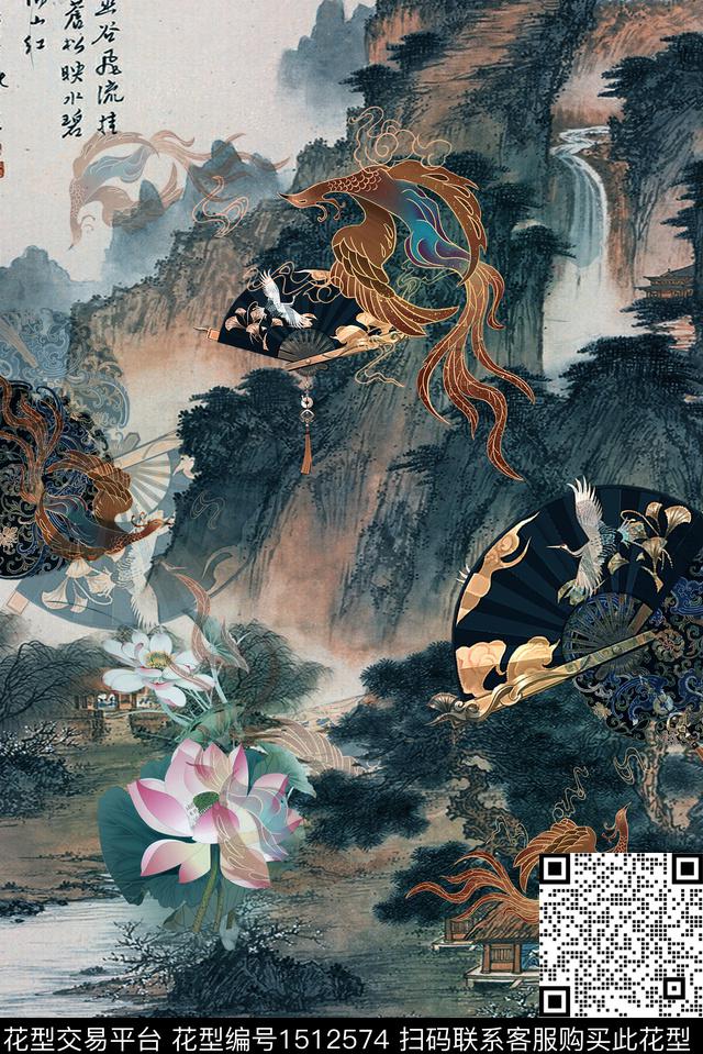 民族风花卉香云纱数码印花华亿平台下载（图片编号: 1512574） - 瓦栏（Walan）