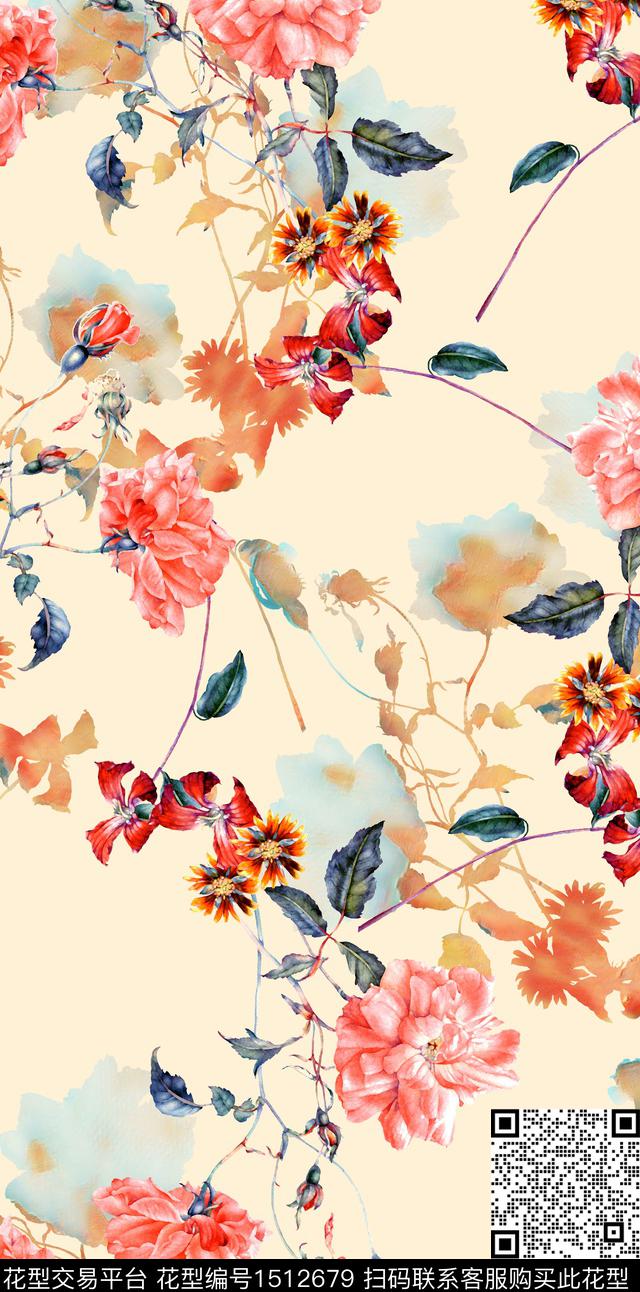 数码华亿平台女装花卉数码印花华亿平台下载（图片编号: 1512679） - 瓦栏（Walan）