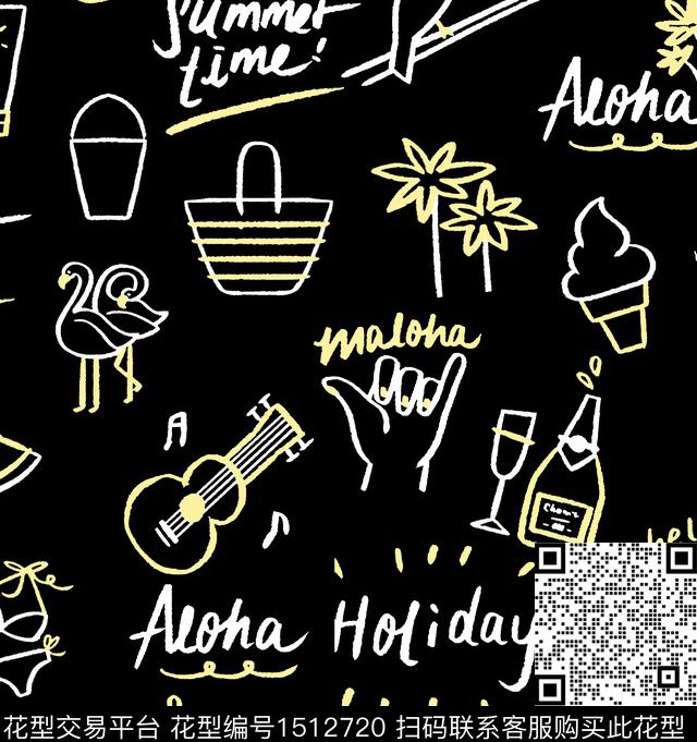 字母趣味男装满版花传统印花华亿平台下载（图片编号: 1512720） - 瓦栏（Walan）