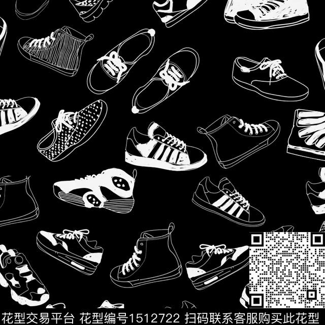 线条画运动鞋罗马雕塑传统印花华亿平台下载（图片编号: 1512722） - 瓦栏（Walan）