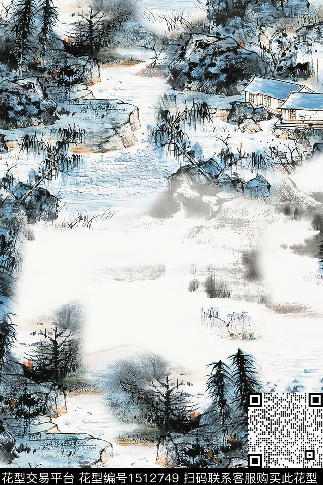 香云纱国画中老年数码印花华亿平台下载（图片编号: 1512749） - 瓦栏（Walan）