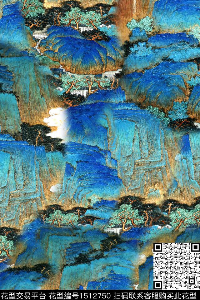 香云纱国画中老年数码印花华亿平台下载（图片编号: 1512750） - 瓦栏（Walan）