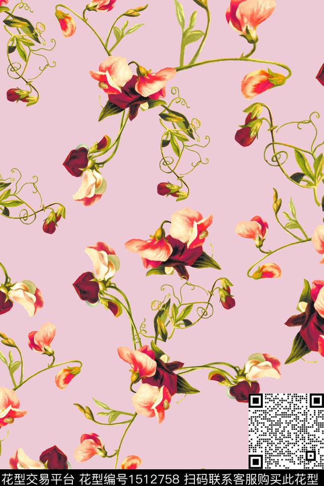 绿植树叶花卉大牌风数码印花华亿平台下载（图片编号: 1512758） - 瓦栏（Walan）