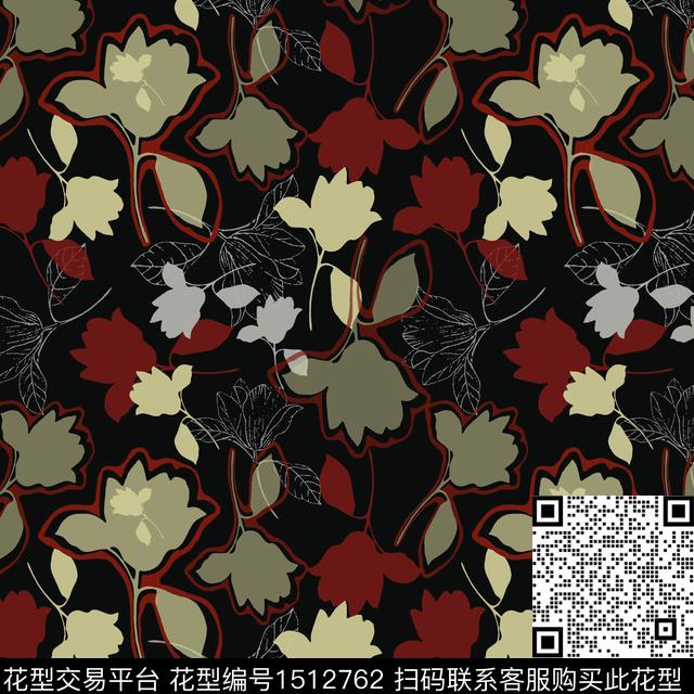 民族花卉女装平面花卉传统印花华亿平台下载（图片编号: 1512762） - 瓦栏（Walan）