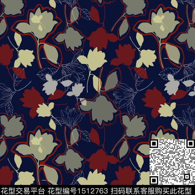 民族花卉女装平面花卉传统印花华亿平台下载（图片编号: 1512763） - 瓦栏（Walan）