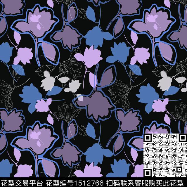 民族花卉女装平面花卉传统印花华亿平台下载（图片编号: 1512766） - 瓦栏（Walan）