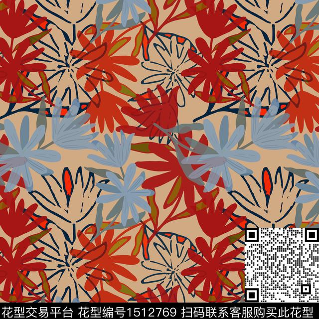 民族花卉女装平面花卉传统印花华亿平台下载（图片编号: 1512769） - 瓦栏（Walan）