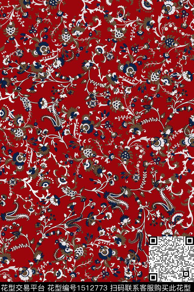 佩斯利复古民族花纹传统印花华亿平台下载（图片编号: 1512773） - 瓦栏（Walan）