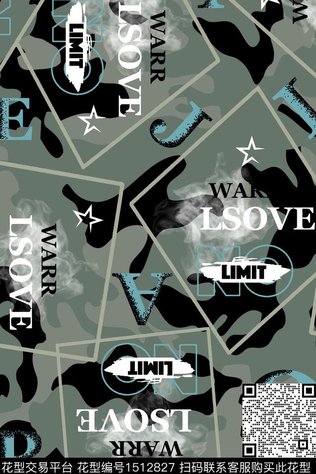 字母几何休闲数码印花华亿平台下载（图片编号: 1512827） - 瓦栏（Walan）