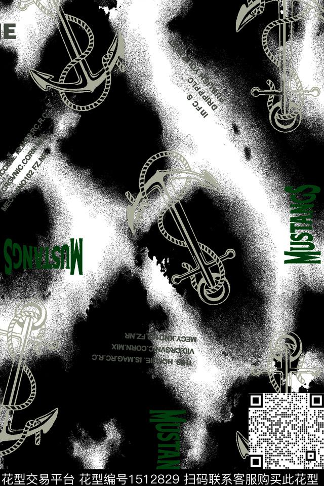 字母休闲晕染肌理数码印花华亿平台下载（图片编号: 1512829） - 瓦栏（Walan）