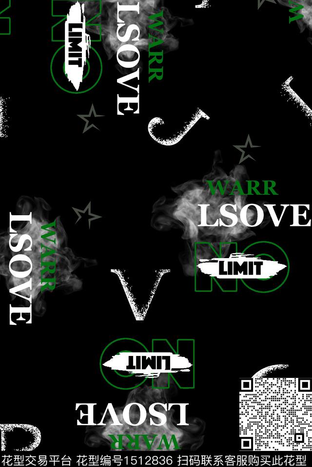 字母休闲大牌男装数码印花华亿平台下载（图片编号: 1512836） - 瓦栏（Walan）