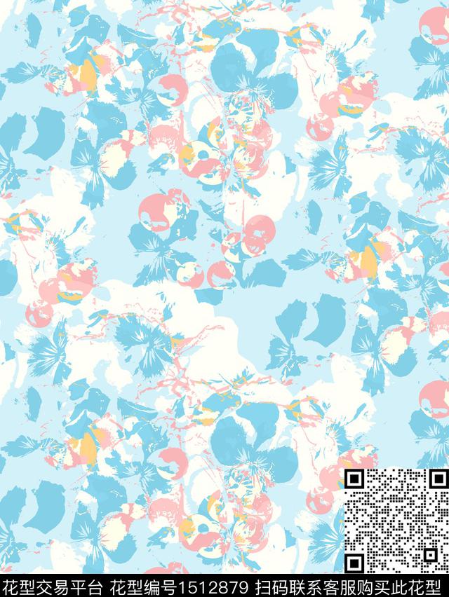 绿植树叶水果迷彩数码印花华亿平台下载（图片编号: 1512879） - 瓦栏（Walan）