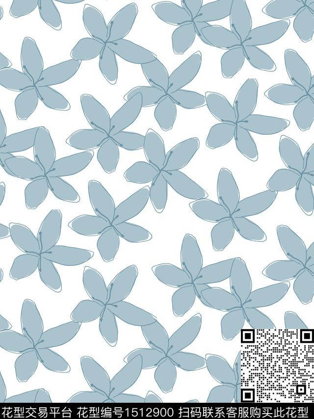 花卉少女小清新传统印花华亿平台下载（图片编号: 1512900） - 瓦栏（Walan）