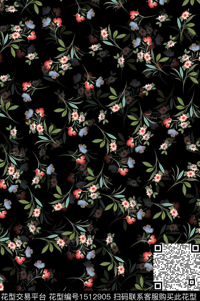 花卉小清新真丝数码印花华亿平台下载（图片编号: 1512905） - 瓦栏（Walan）