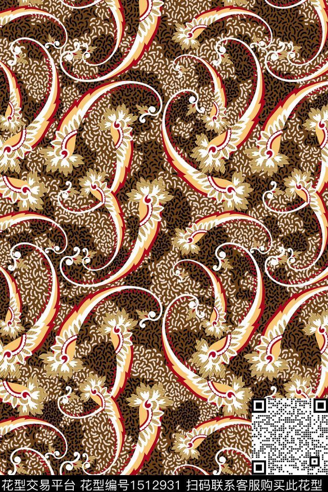 佩斯利民族风大牌风数码印花华亿平台下载（图片编号: 1512931） - 瓦栏（Walan）