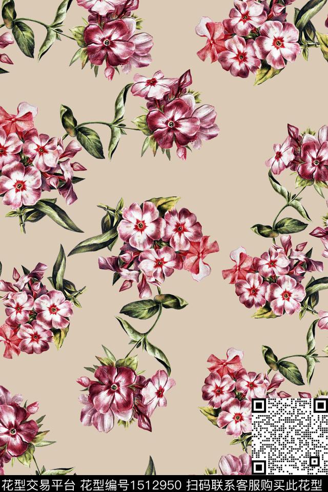 绿植树叶花卉大牌风数码印花华亿平台下载（图片编号: 1512950） - 瓦栏（Walan）