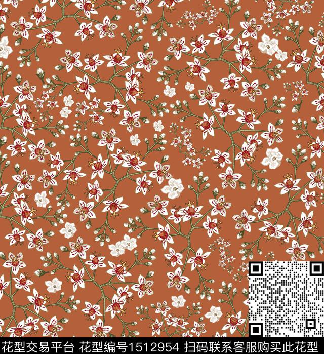几何花卉花卉雪纺传统印花华亿平台下载（图片编号: 1512954） - 瓦栏（Walan）