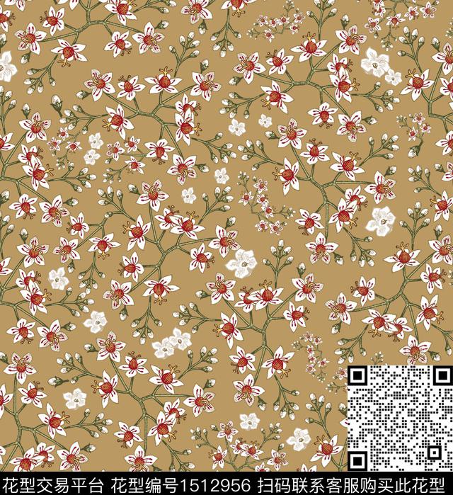 几何花卉花卉雪纺传统印花华亿平台下载（图片编号: 1512956） - 瓦栏（Walan）