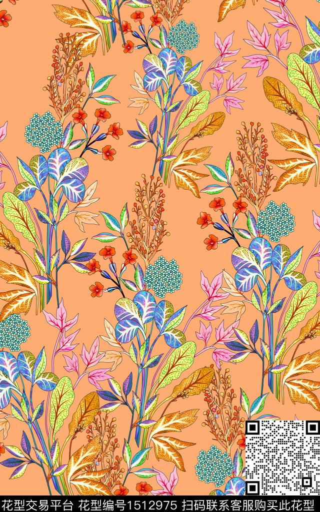 数码华亿平台女装花卉数码印花华亿平台下载（图片编号: 1512975） - 瓦栏（Walan）