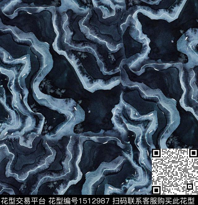 肌理底纹男装满版花数码印花华亿平台下载（图片编号: 1512987） - 瓦栏（Walan）