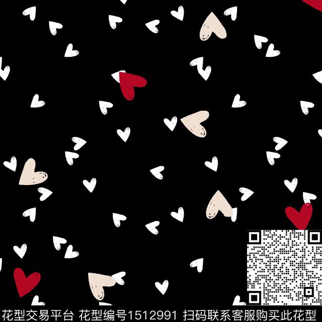 爱心小清新真丝数码印花华亿平台下载（图片编号: 1512991） - 瓦栏（Walan）