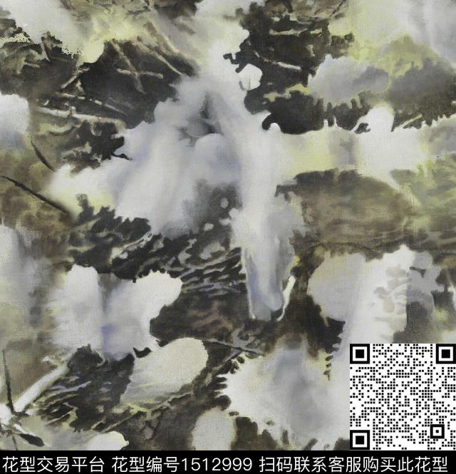 速写风抽象风景自然纹理数码印花华亿平台下载（图片编号: 1512999） - 瓦栏（Walan）