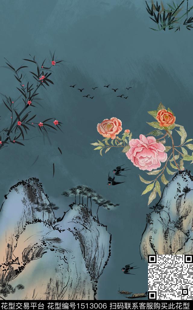 定位花绿植树叶大牌风数码印花华亿平台下载（图片编号: 1513006） - 瓦栏（Walan）