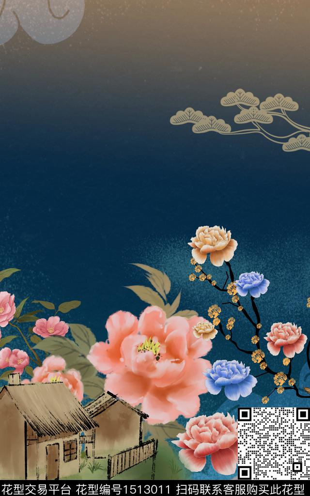 定位花绿植树叶大牌风数码印花华亿平台下载（图片编号: 1513011） - 瓦栏（Walan）