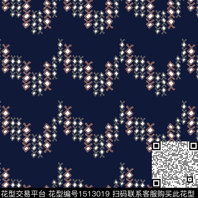 波浪纹几何条纹传统印花华亿平台下载（图片编号: 1513019） - 瓦栏（Walan）