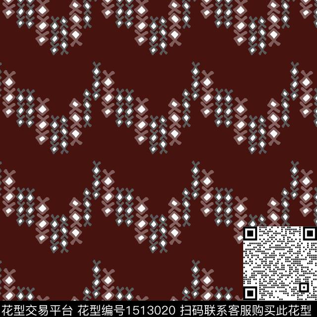 波浪纹几何条纹传统印花华亿平台下载（图片编号: 1513020） - 瓦栏（Walan）