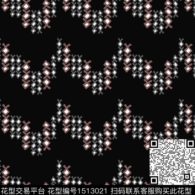 波浪纹几何条纹传统印花华亿平台下载（图片编号: 1513021） - 瓦栏（Walan）