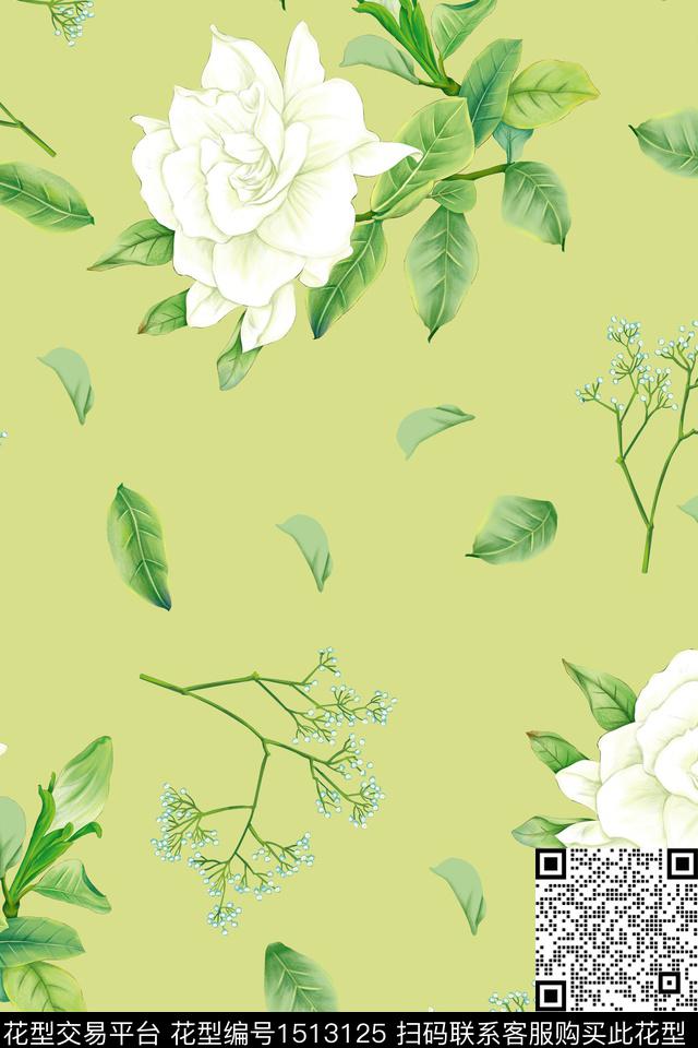 时尚花卉小清新数码印花华亿平台下载（图片编号: 1513125） - 瓦栏（Walan）