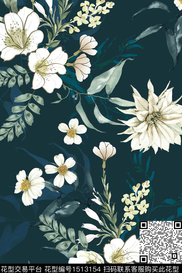 女装花卉植物数码印花华亿平台下载（图片编号: 1513154） - 瓦栏（Walan）