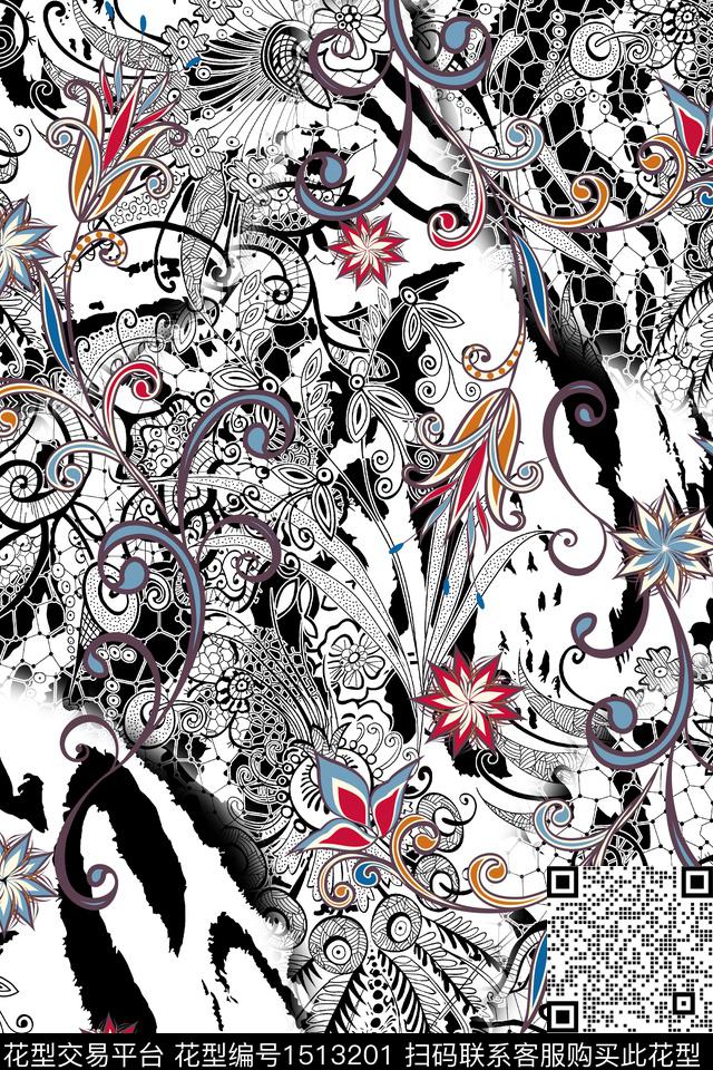 民族花卉佩斯利民族风数码印花华亿平台下载（图片编号: 1513201） - 瓦栏（Walan）
