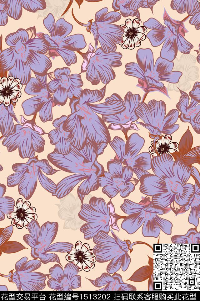 清爽底花卉花卉小碎花数码印花华亿平台下载（图片编号: 1513202） - 瓦栏（Walan）