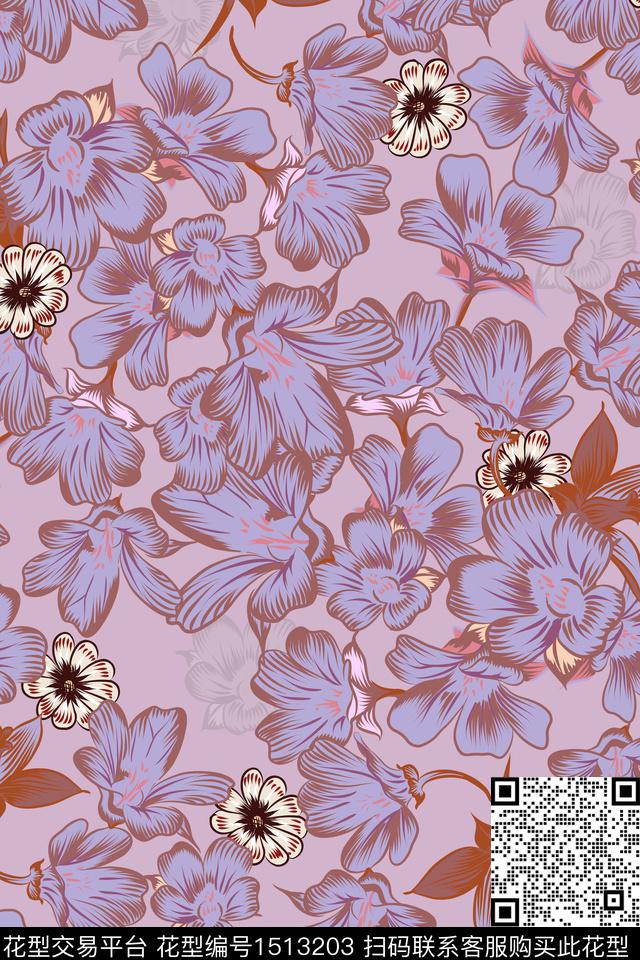 清爽底花卉花卉小碎花数码印花华亿平台下载（图片编号: 1513203） - 瓦栏（Walan）