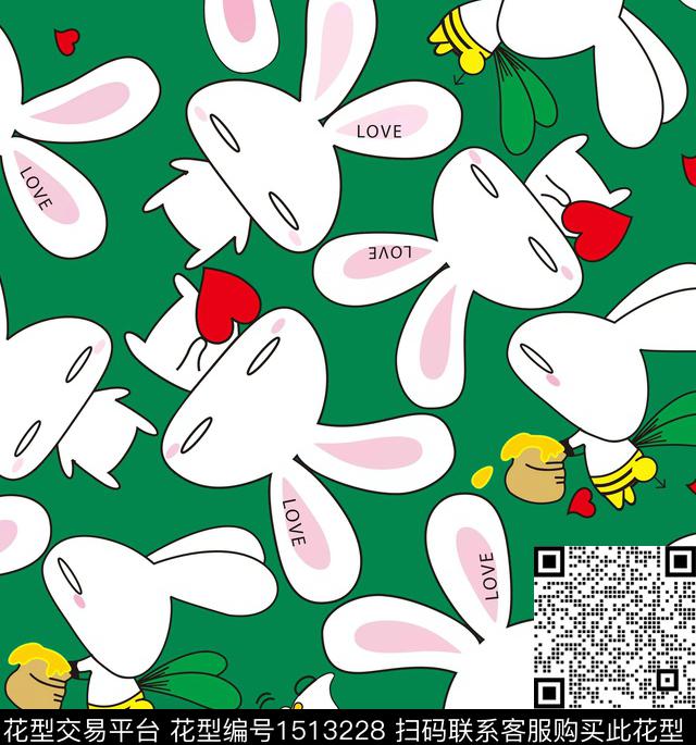 小白兔2023兔年传统印花华亿平台下载（图片编号: 1513228） - 瓦栏（Walan）