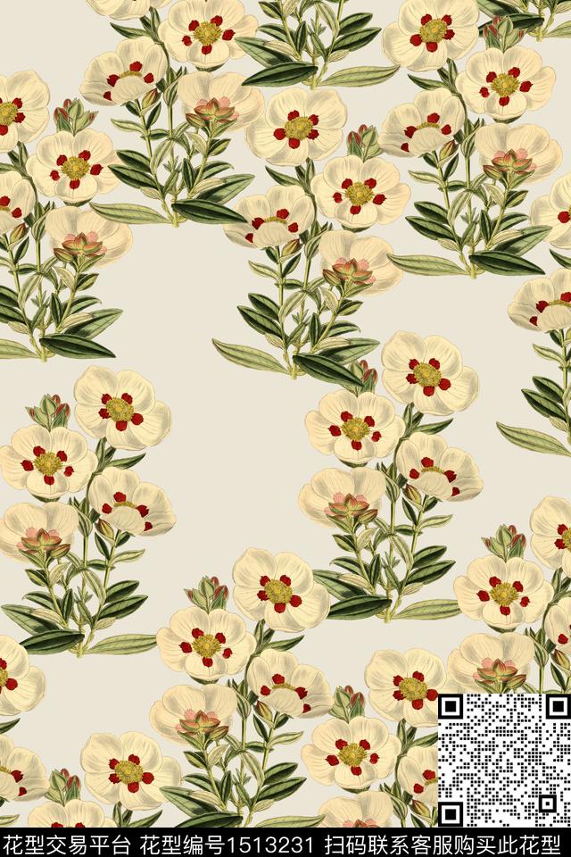 绿植树叶花卉大牌风数码印花华亿平台下载（图片编号: 1513231） - 瓦栏（Walan）