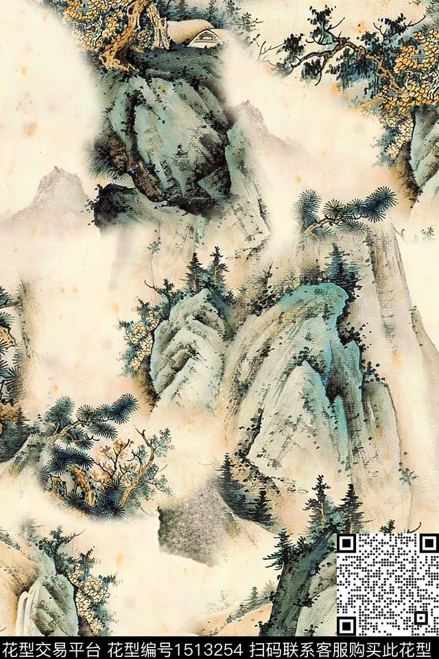 香云纱国画中老年数码印花华亿平台下载（图片编号: 1513254） - 瓦栏（Walan）