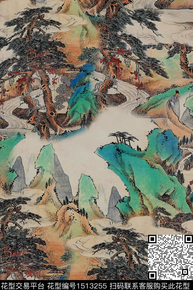 香云纱国画中老年数码印花华亿平台下载（图片编号: 1513255） - 瓦栏（Walan）